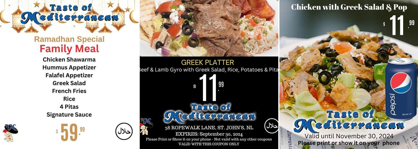Taste Of Mediterranean Menu
