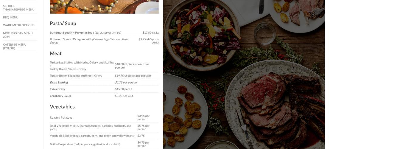 Culinary Studio Menu