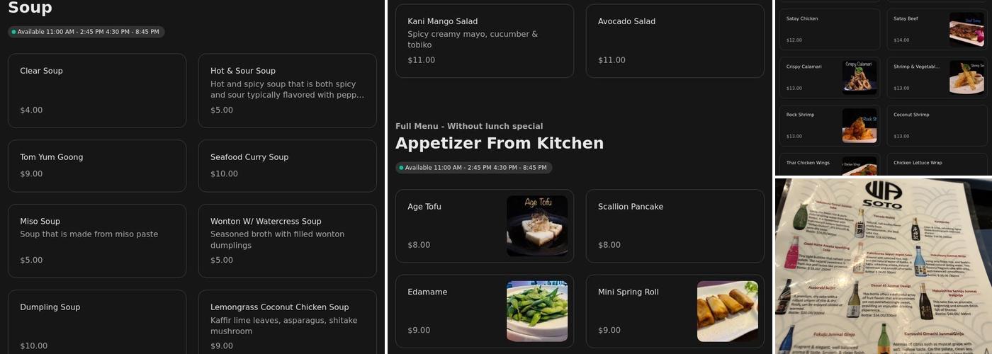 SOTO Sushi & Hibachi Lounge Menu