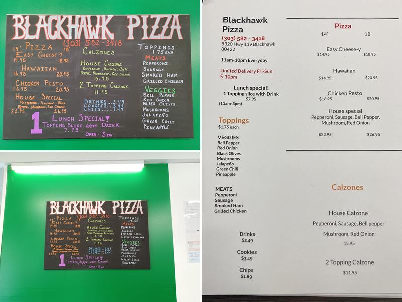Blackhawk Pizza Menu