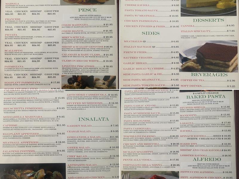 Villa Sorrento Menu
