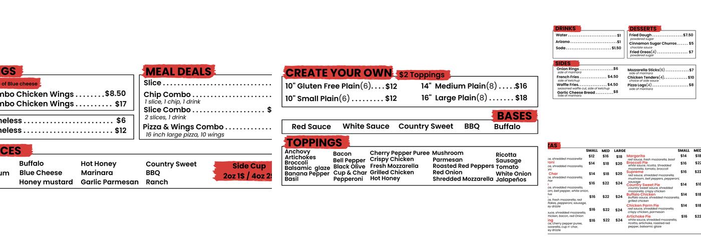 PizzaPie Pizzeria Menu