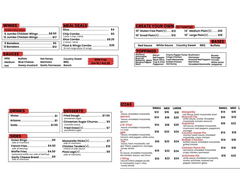 PizzaPie Pizzeria Menu