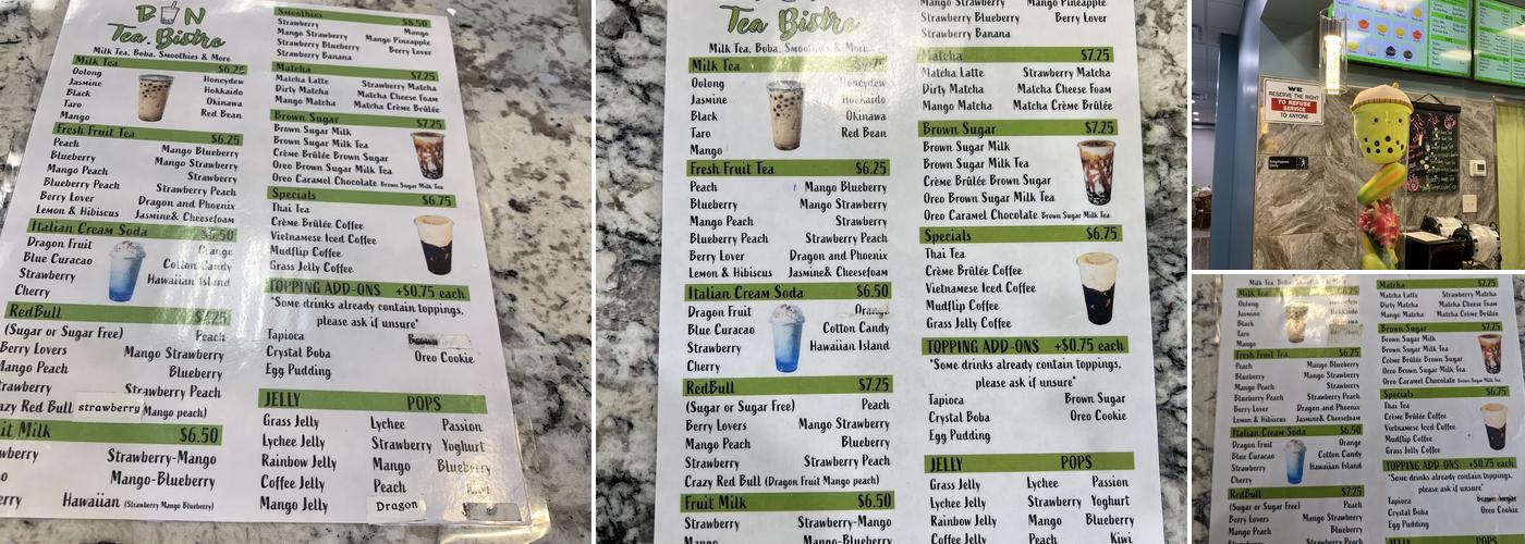 BN TEA BISTRO Menu