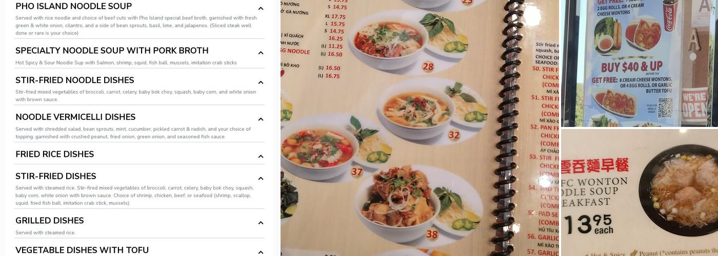 PHO ISLAND Menu