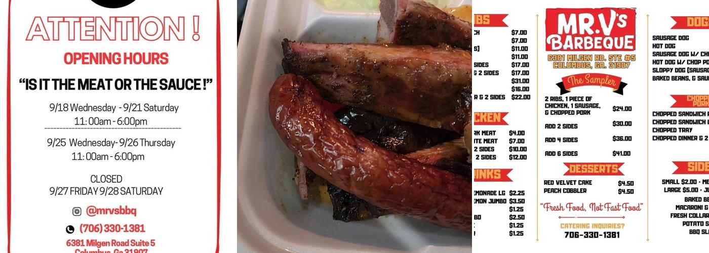 Mr V's BBQ Menu
