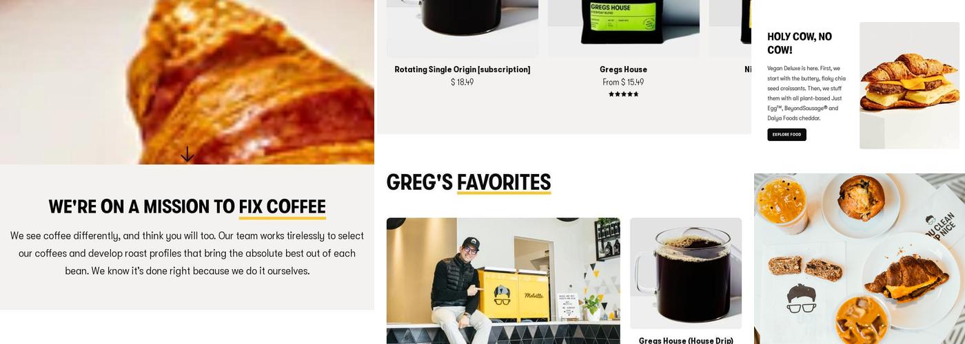 Gregorys Coffee Menu