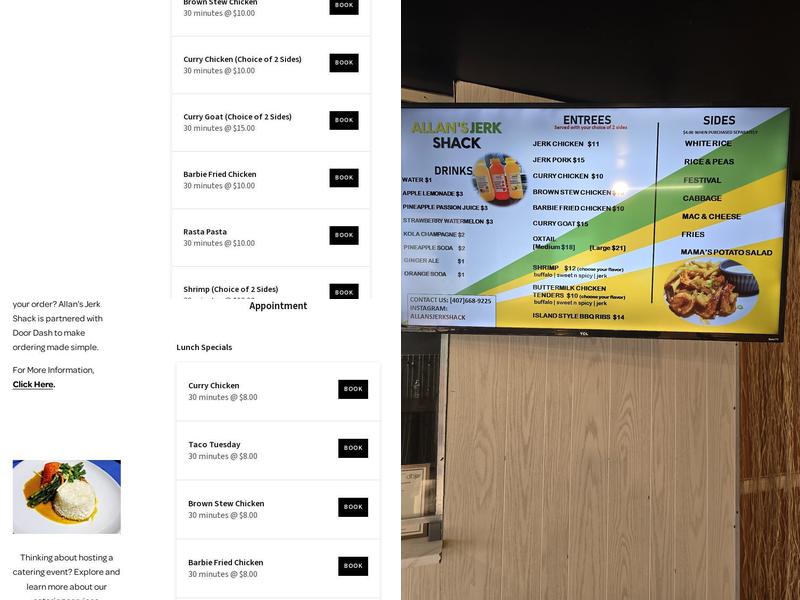 Allan's Jerk Shack Menu