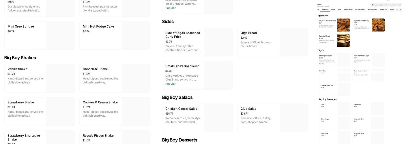 Olga's Mediterranean Kitchen (Inside Big Boy) Menu