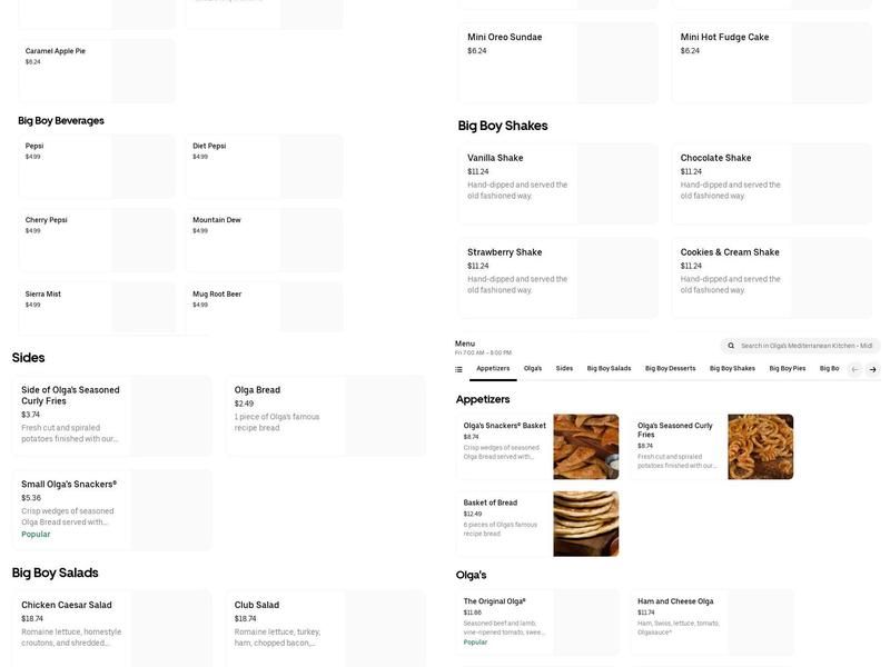 Olga's Mediterranean Kitchen (Inside Big Boy) Menu