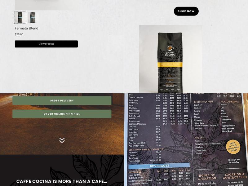 CAFFE COCINA COFFEE ROASTING CO. Menu