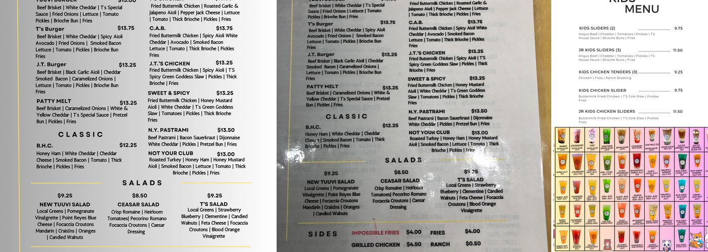 Boba Milk Teaz Menu