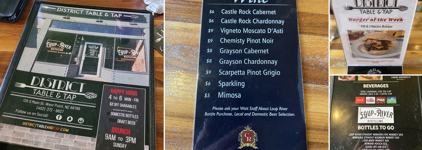 District Table and Tap West Point Menu