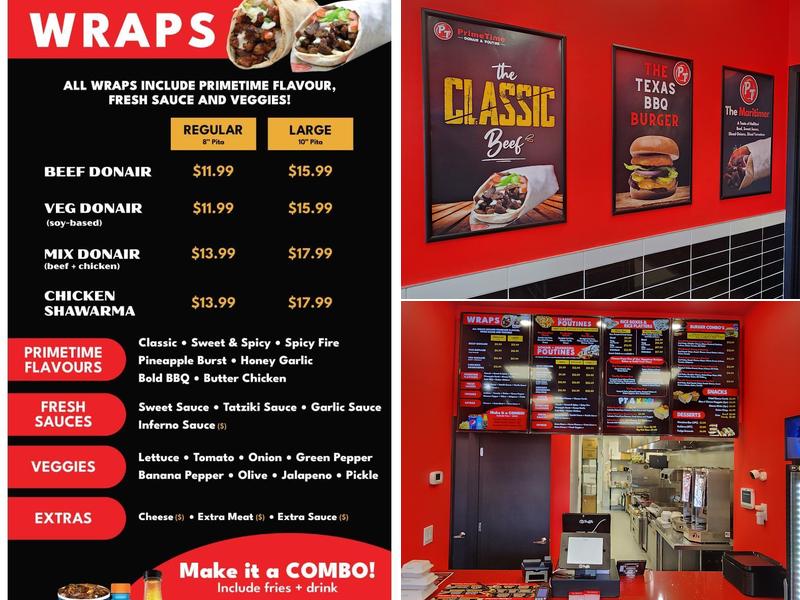 PrimeTime Donair & Poutine Menu