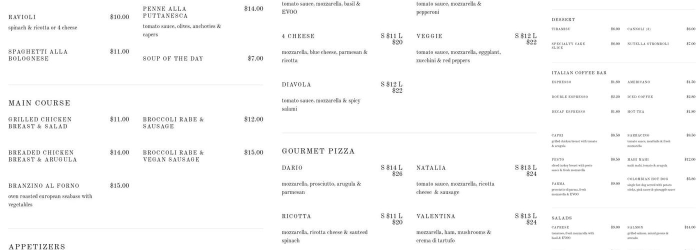 Darios Fort Lauderdale Menu