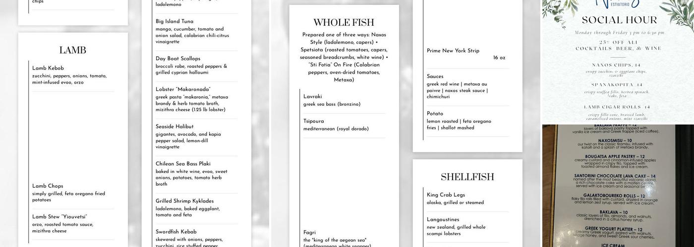 Naxos Estiatorio Menu