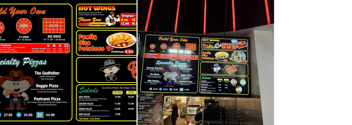 Baby Bros Pizza Menu