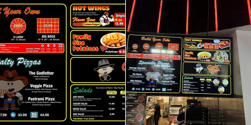 Baby Bros Pizza Menu