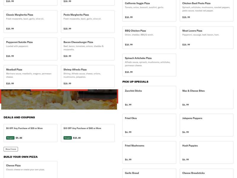 Florence Pizza and Pasta Menu