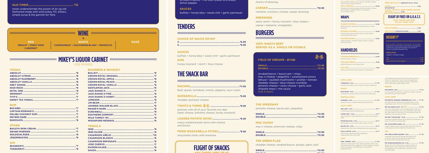 Michael Waltrip Taproom Menu