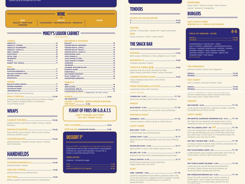 Michael Waltrip Taproom Menu