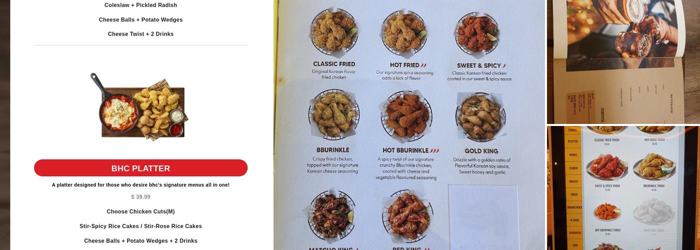 BHC Chicken Sorrento Valley Menu