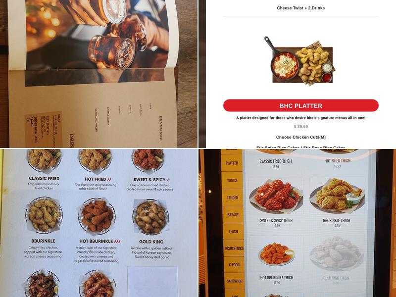 BHC Chicken Sorrento Valley Menu