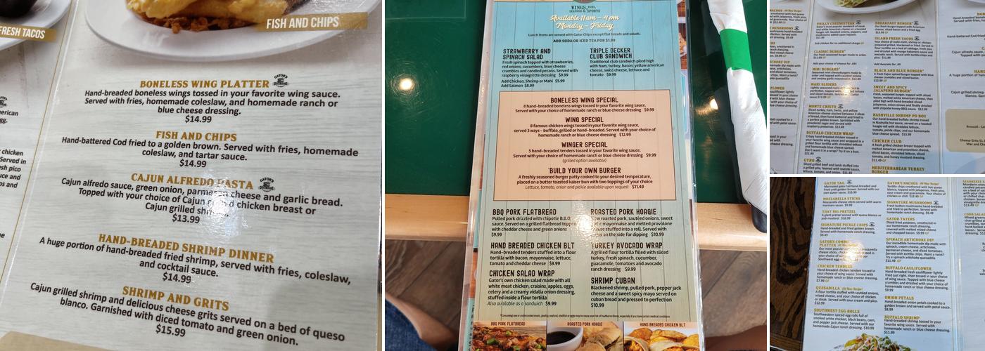 Gator's Dockside Lake Nona Menu
