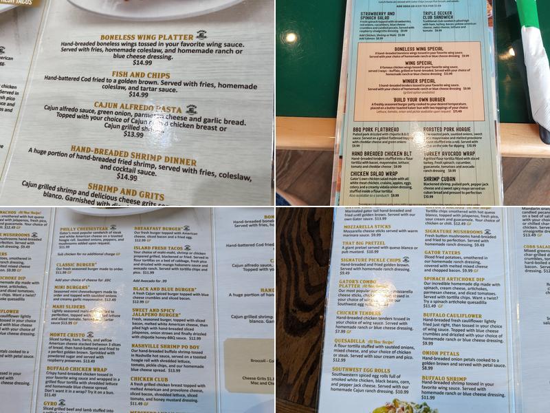 Gator's Dockside Lake Nona Menu