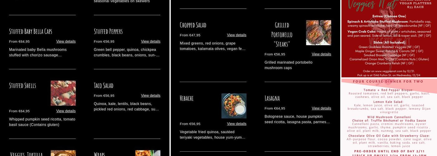Veggies N'at Menu