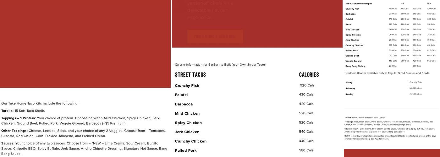 barBURRITO Menu