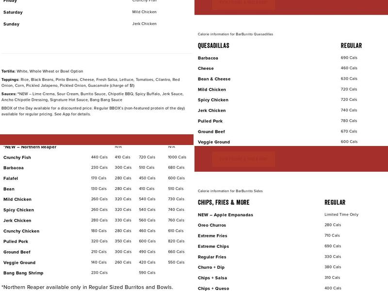 barBURRITO Menu