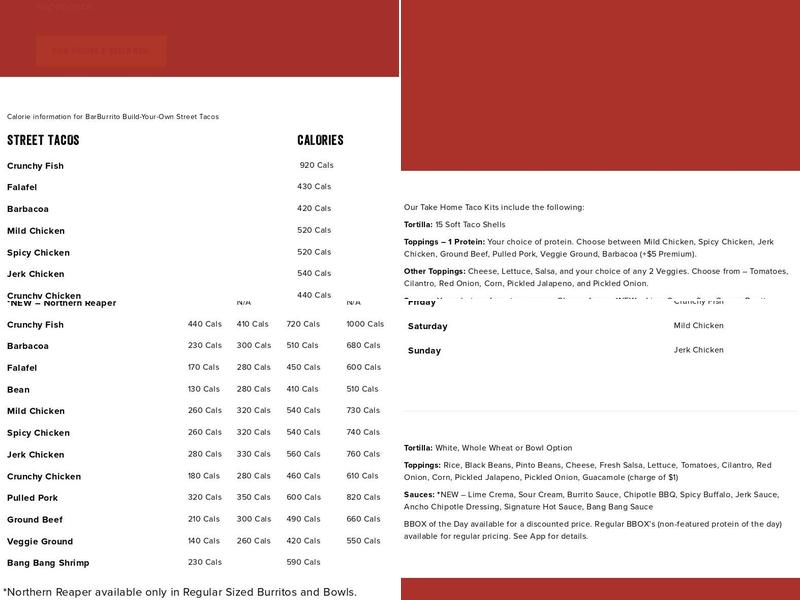barBURRITO Menu
