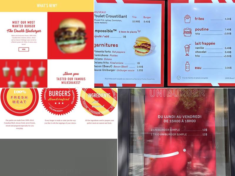 Uniburger Menu