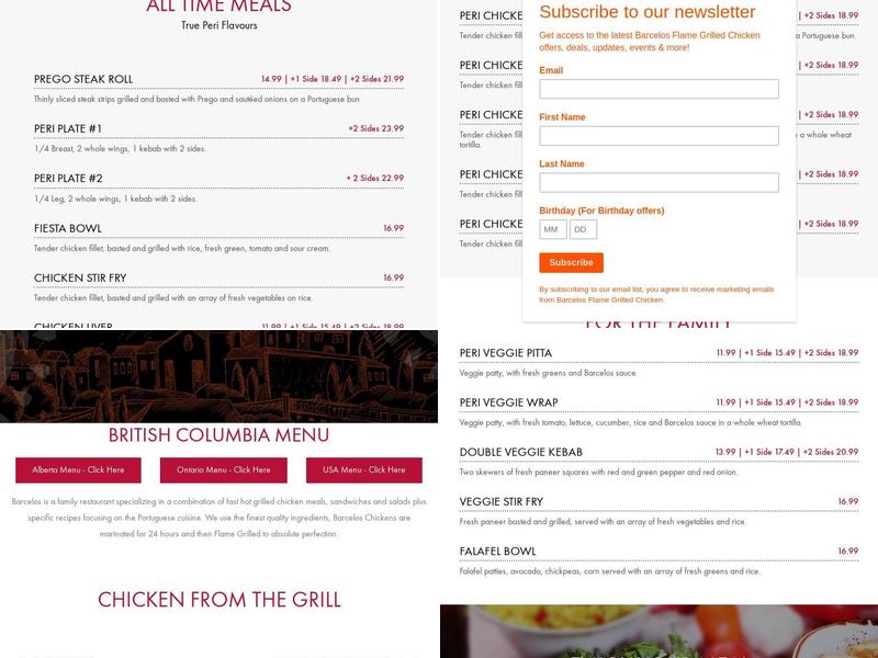 Barcelos Flame Grilled Chicken, New Westminster Menu