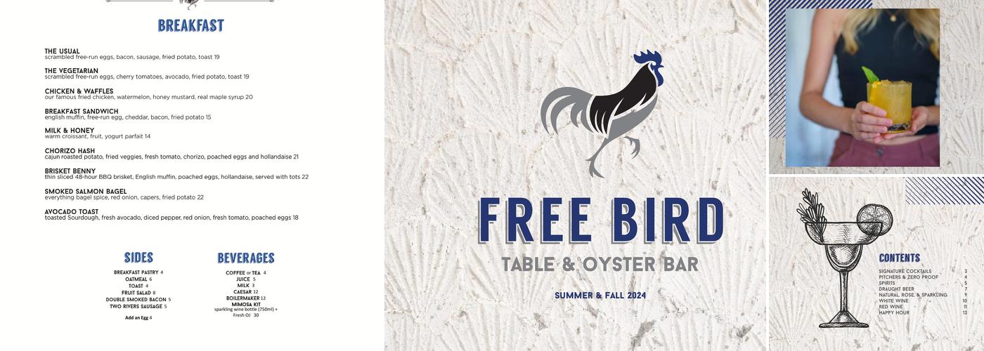 Free Bird Table & Oyster Bar Menu