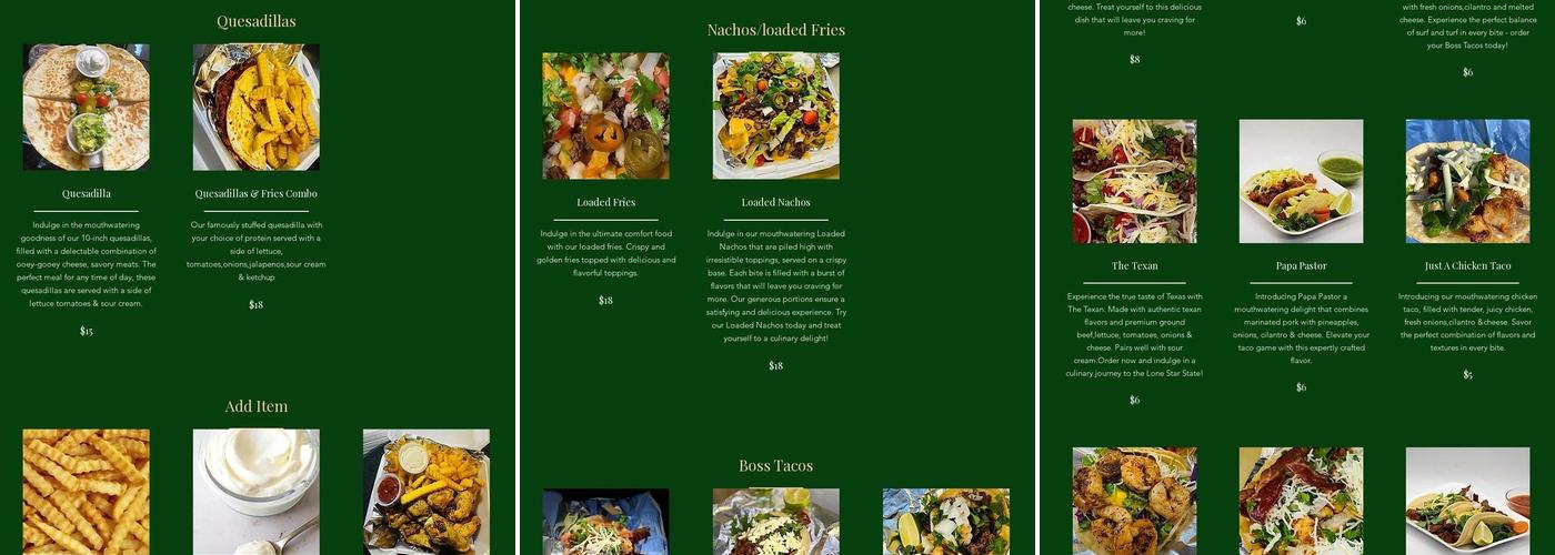 Taco Boss Menu