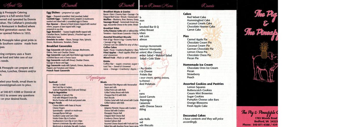 the pig & the pineapple Menu