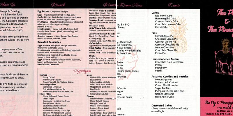 the pig & the pineapple Menu