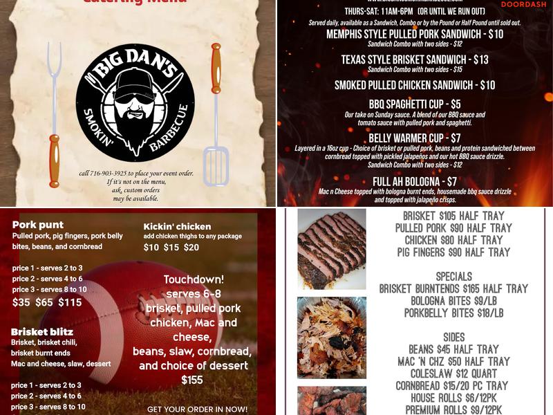 Big Dan's Smokin' Barbecue Menu
