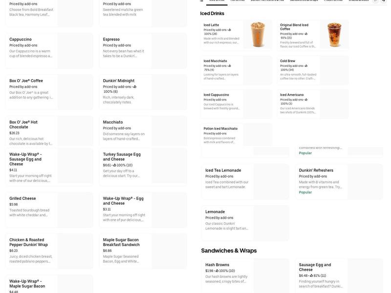 Dunkin' Menu