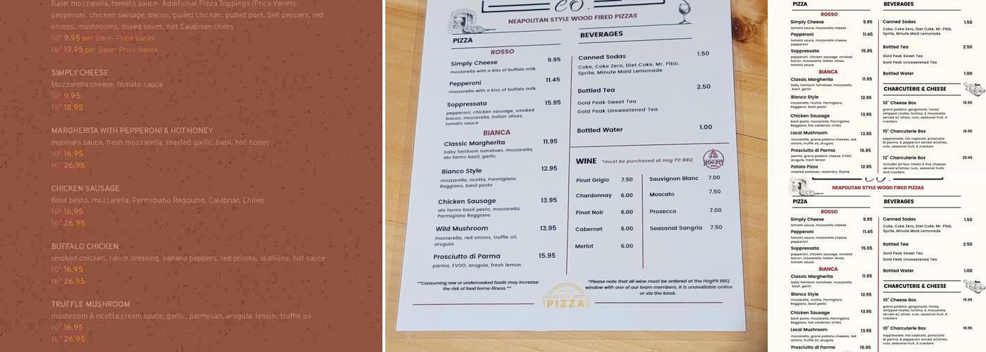 M.S. Pizza Co. Menu