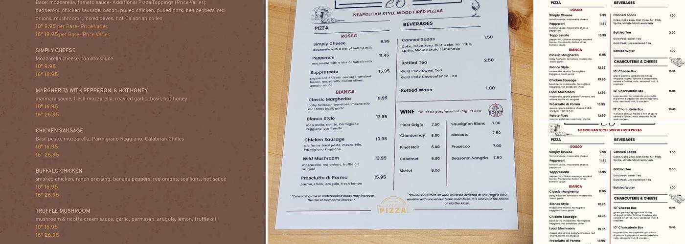 M.S. Pizza Co. Menu