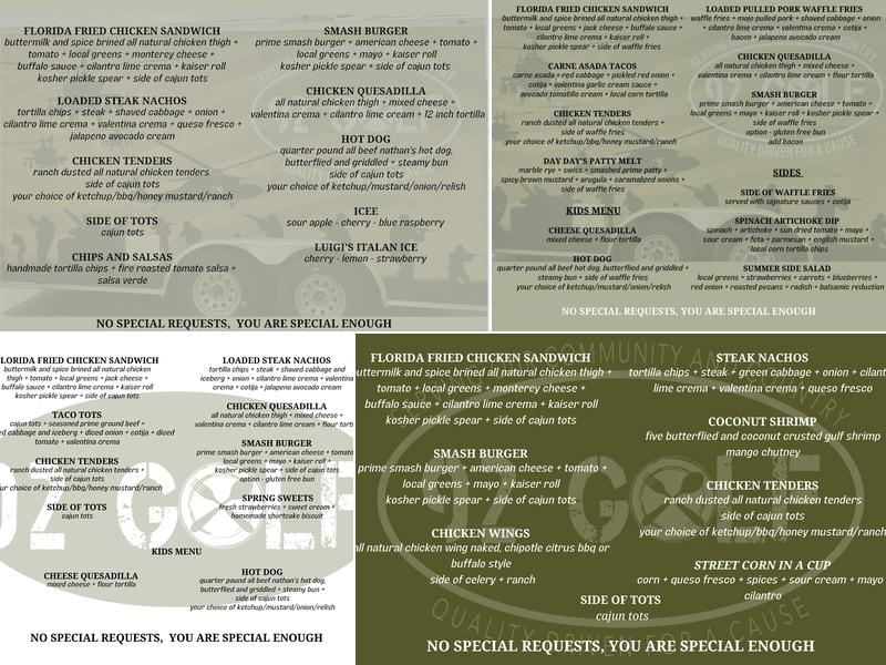 92 Golf Kitchen and Canteen Menu