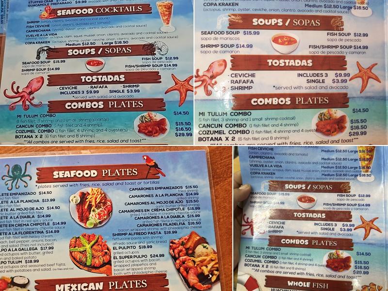 Mariscos Tulum Menu