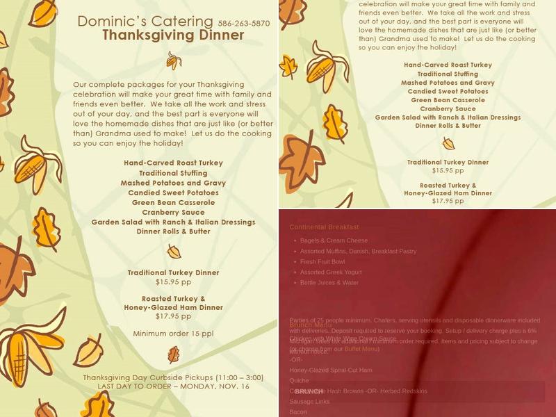 Dominic's Catering Menu