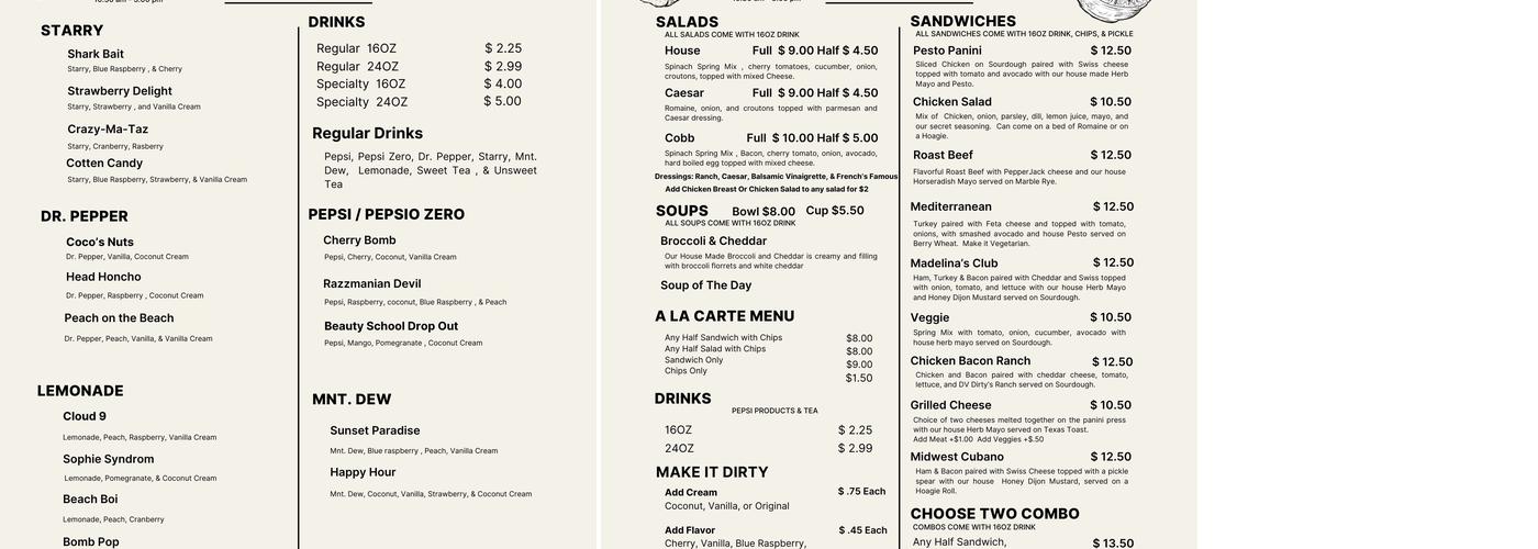 Madelina's Eatery Menu