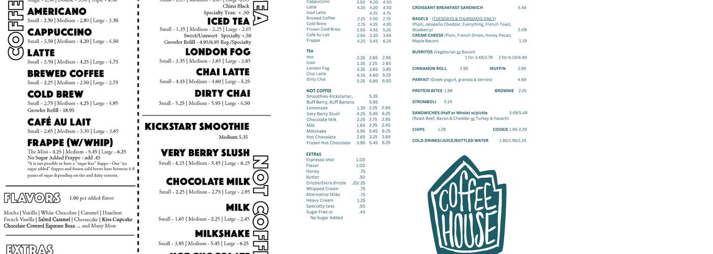 The Coffeehouse-Nunez Menu