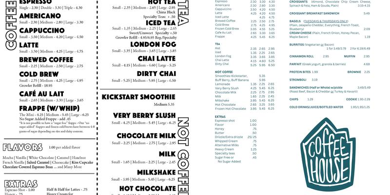 The Coffeehouse-Nunez Menu