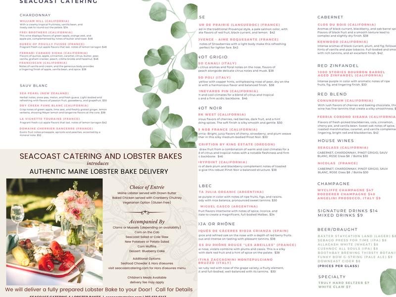 Seacoast Catering & Lobster Bakes Menu